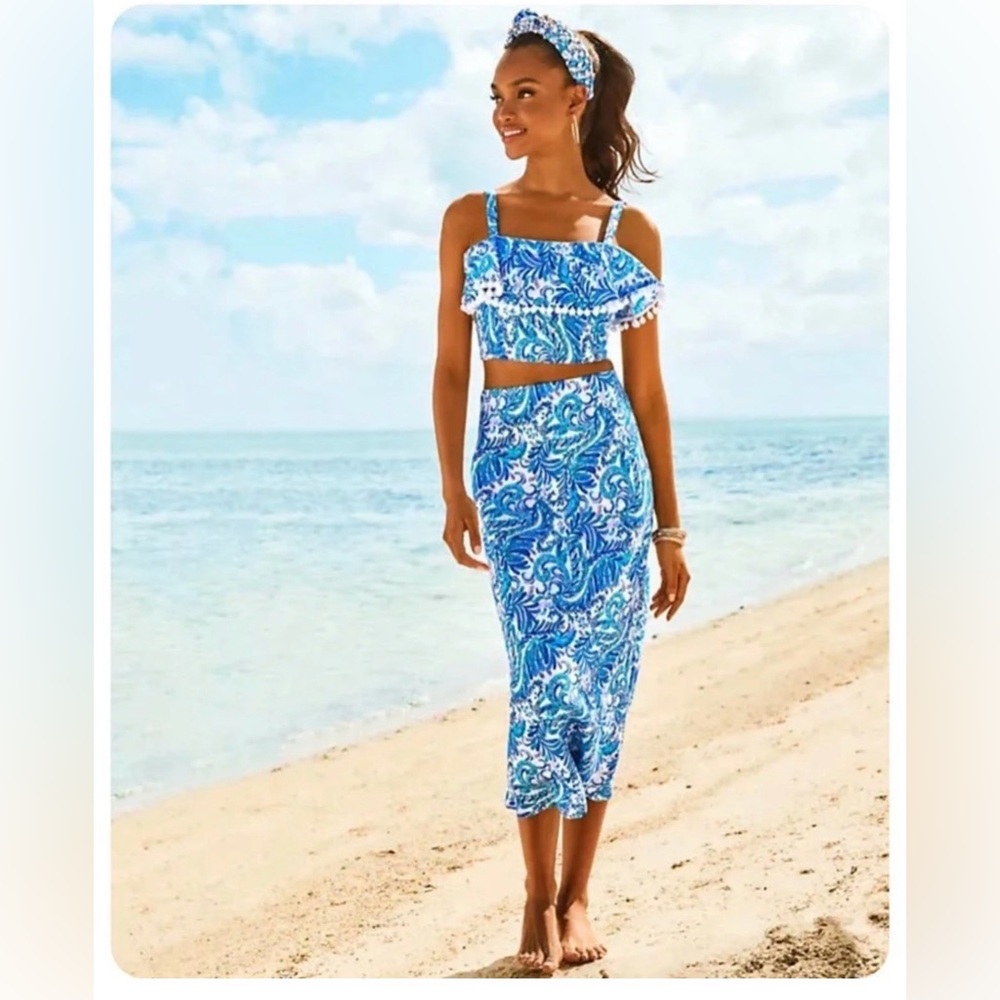 Lilly Pulitzer Gretna Midi Set 
Baha Blue Bird Is The Word. Size 2